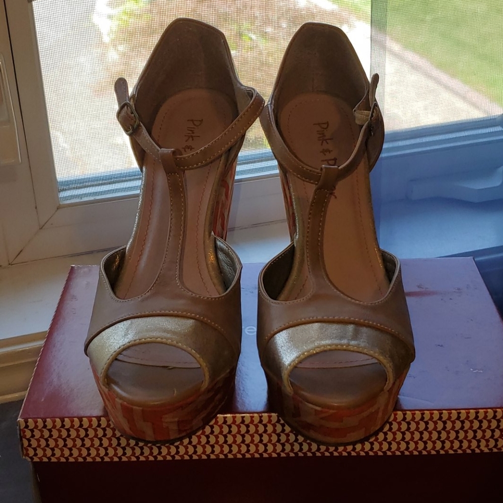 Brown and orange heel